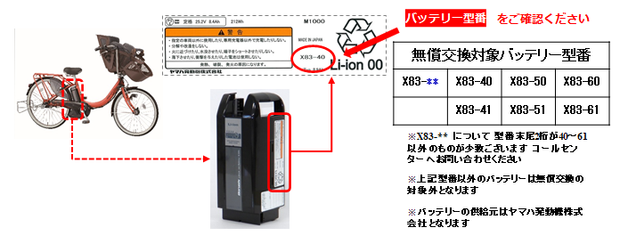 リコール ヤマハ 電動 自転車